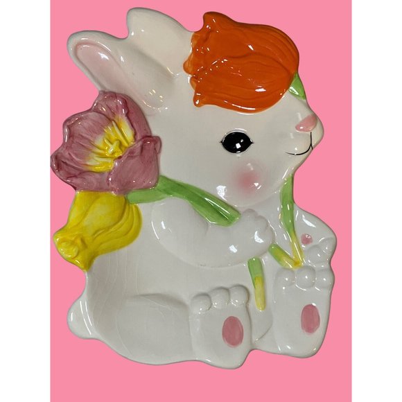 Easter Bunny Rabbit Ceramic Candy Tray Plate Dish K-MART BRAND - Picture 1 of 10